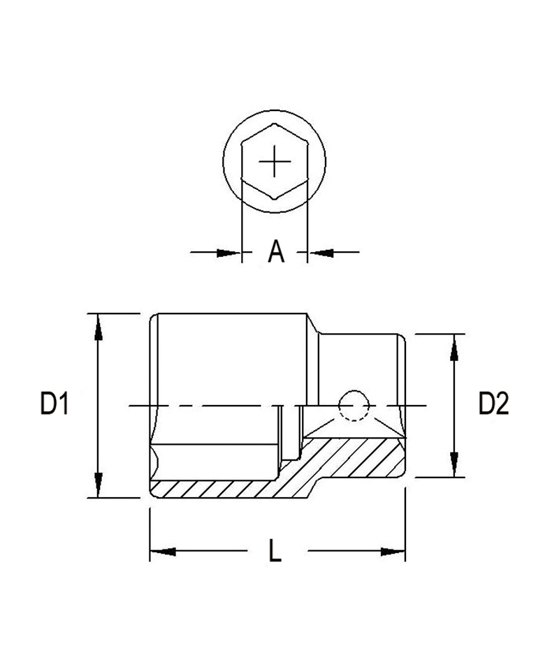 天赋工具3/8″手动公制6角套筒323208