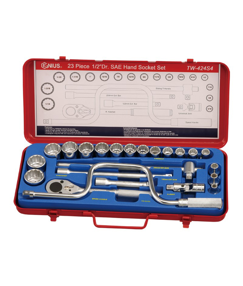 天赋1/2"系列 24件套12角英制套筒扳手组TW-424S4